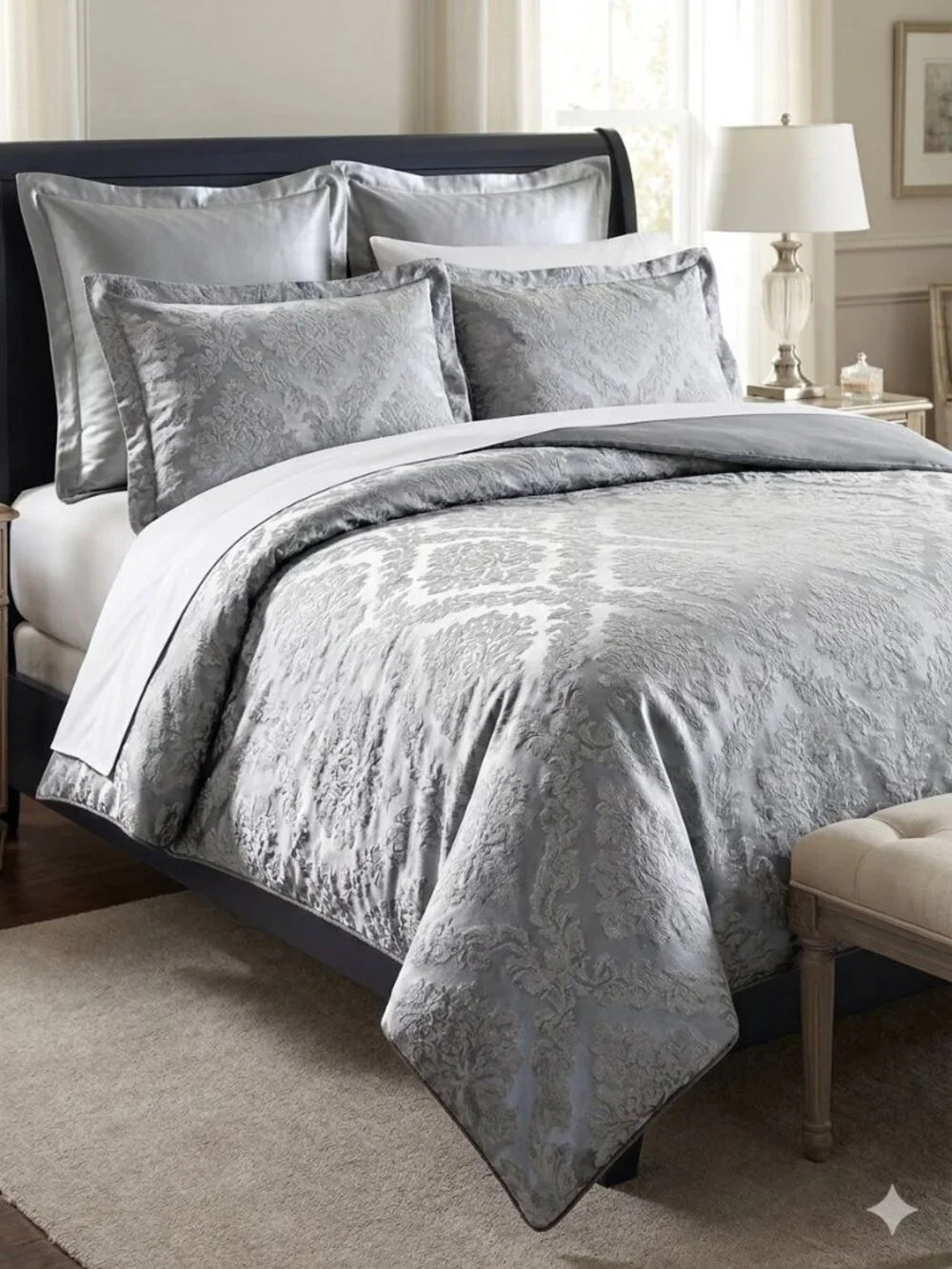 Luxury Macy's Hotel Collection Silver Queen Duvet - Picture 1 of 9